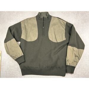 Browning Sweater Men’s Sz XXL Green Wool 1/4 Zip Pullover Hunting Shooting